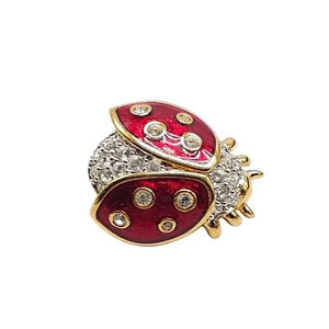 Vintage Swarovski Crystal Red Ladybug Brooch Pin 1 in